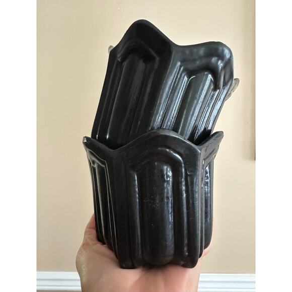 2 Vintage BON CHEF Fluted Pewter BLACK Individual Baking Serving Cups Bowls pair - Picture 10 of 16